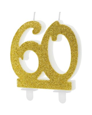 party deco PartyDeco Verjaardagskaars Nummer 60 - Modern Gold