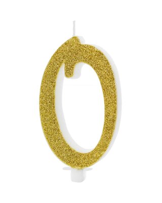 party deco PartyDeco Verjaardagskaars Nummer 0 - Modern Goud