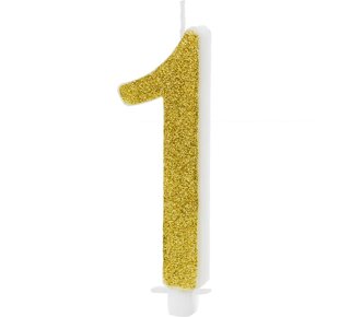 party deco PartyDeco Verjaardagskaars Nummer 1 - Modern Goud