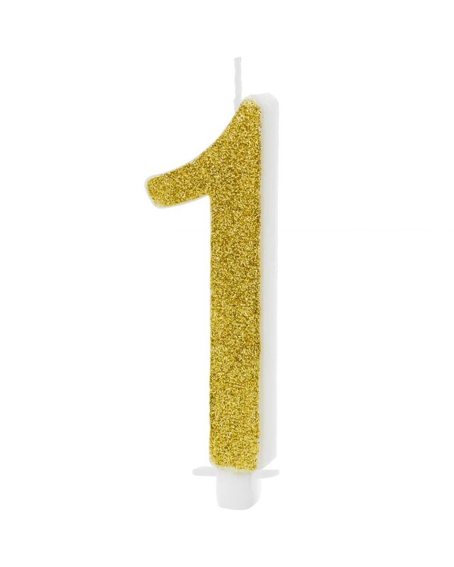 party deco PartyDeco Verjaardagskaars Nummer 1 - Modern Goud