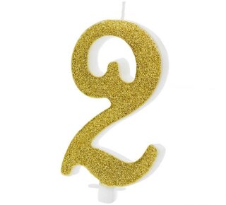 party deco PartyDeco Verjaardagskaars Nummer 2 - Modern Goud