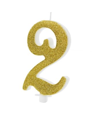 party deco PartyDeco Verjaardagskaars Nummer 2 - Modern Goud