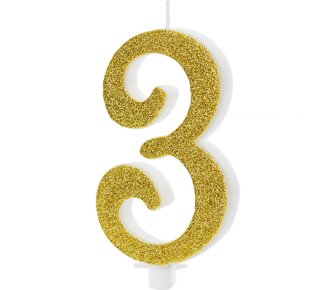 party deco PartyDeco Verjaardagskaars Nummer 3 - Modern Goud
