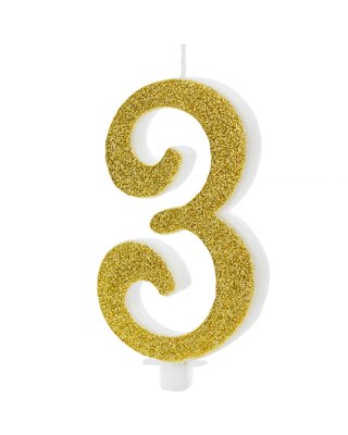 party deco PartyDeco Verjaardagskaars Nummer 3 - Modern Goud