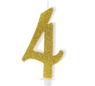 party deco PartyDeco Verjaardagskaars Nummer 4 - Modern Goud