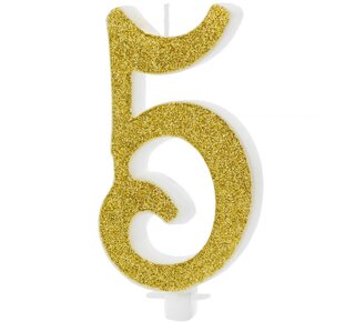 party deco PartyDeco Verjaardagskaars Nummer 5 - Modern Goud