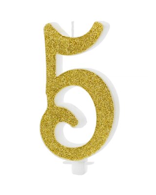 party deco PartyDeco Verjaardagskaars Nummer 5 - Modern Goud