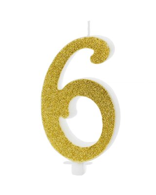 party deco PartyDeco Verjaardagskaars Nummer 6 - Modern Goud