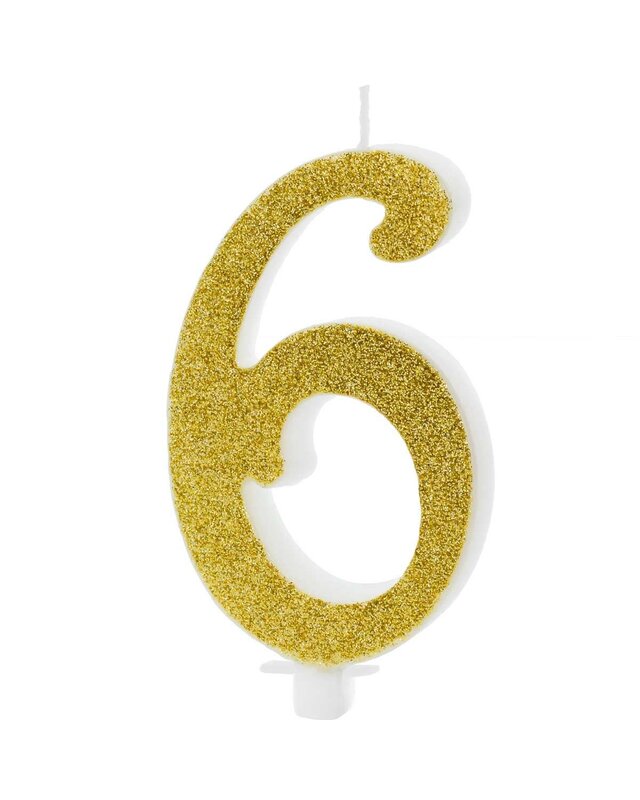 party deco PartyDeco Verjaardagskaars Nummer 6 - Modern Goud