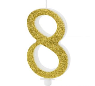 party deco PartyDeco Verjaardagskaars Nummer 8 - Modern Goud