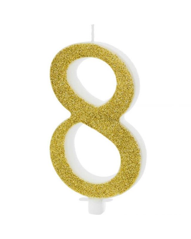 party deco PartyDeco Verjaardagskaars Nummer 8 - Modern Goud