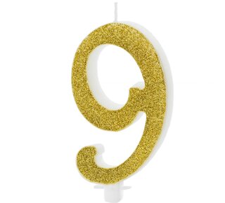 party deco PartyDeco Verjaardagskaars Nummer 9 - Modern Goud