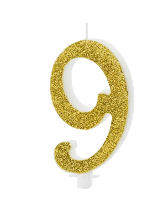 party deco PartyDeco Verjaardagskaars Nummer 9 - Modern Goud