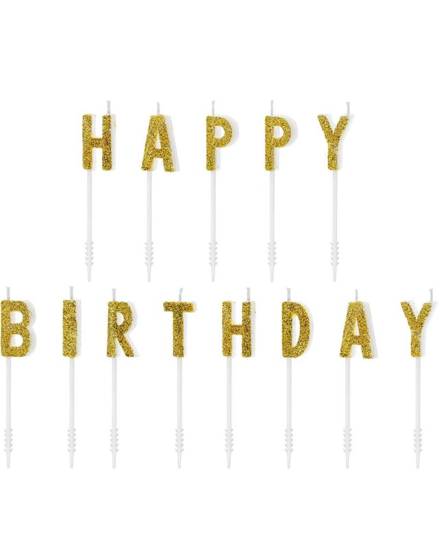 party deco PartyDeco Verjaardagskaarsjes - Happy Birthday Gold Set/13