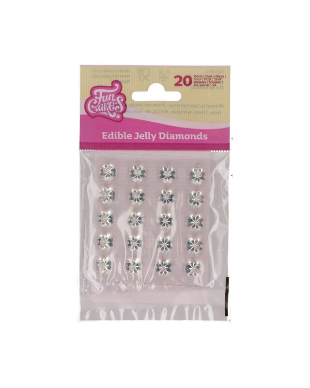 Funcakes FunCakes Eetbare Jelly Diamonds Clear pk/20