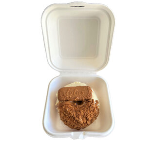 Bentocake of hamburger doosje van suikerrietpulp 155x155x48mm (dicht 80mm)