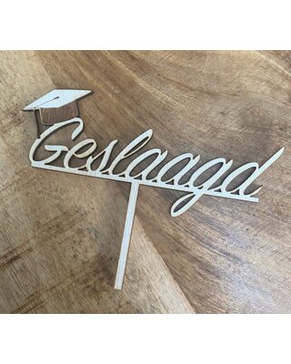 Taartdecoratief Geslaagd topper hout