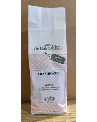 Bakzolder Frambozen met witte chocolade  cake 500 gram, ( de Bakzolder )