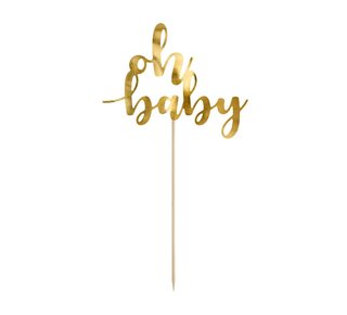 party deco PartyDeco Cake Topper Oh Baby - Goud