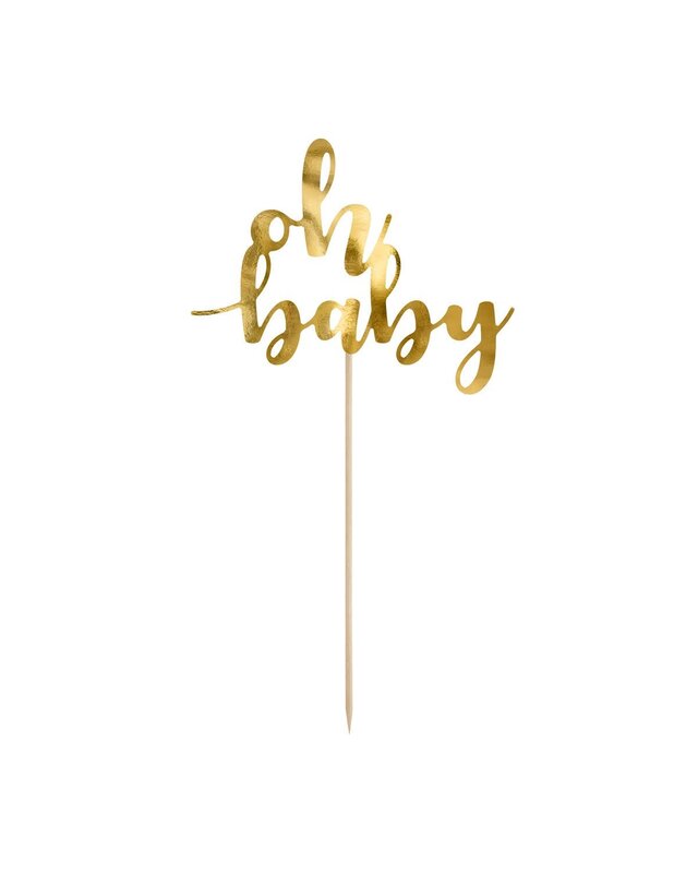 party deco PartyDeco Cake Topper Oh Baby - Goud