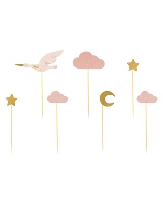 party deco PartyDeco Cupcake Toppers - Ooievaar pk/7