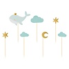 PartyDeco Cupcake Toppers - Walvis pk/7