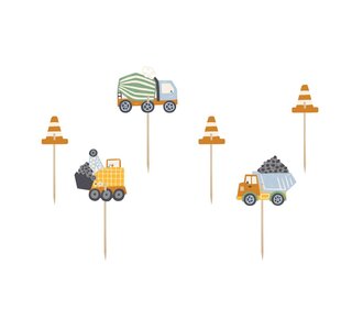 party deco PartyDeco Cupcake Toppers - Constructie Werk pk/6