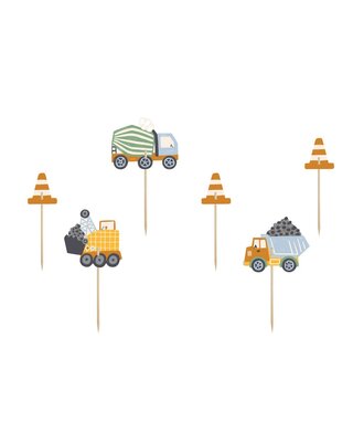 party deco PartyDeco Cupcake Toppers - Constructie Werk pk/6