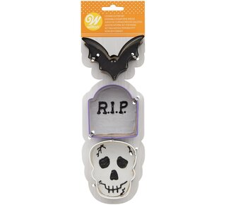 wilton Vleermuis-Grafsteen-Doodshoofd uitsteker set Wilton
