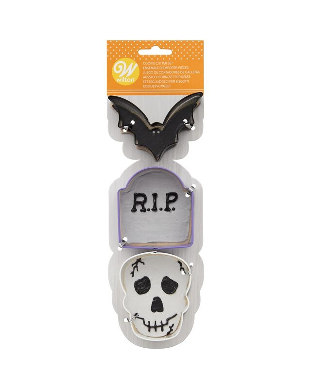 wilton Vleermuis-Grafsteen-Doodshoofd uitsteker set Wilton