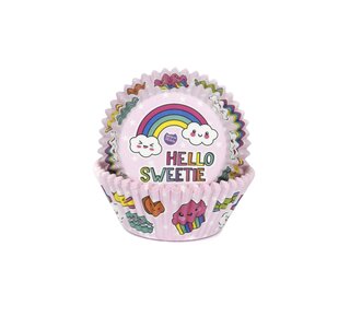 House of Marie House of Marie Baking Cups regenboog roze pk/50