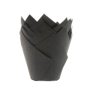 House of Marie House of Marie Muffin Cups Tulp Zwart pk/36