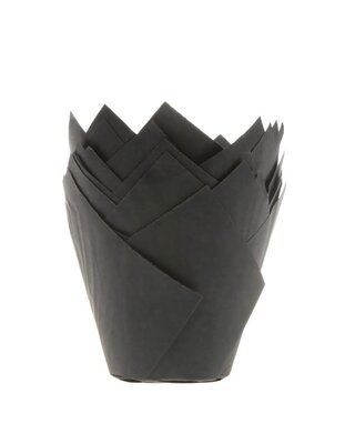 House of Marie House of Marie Muffin Cups Tulp Zwart pk/36