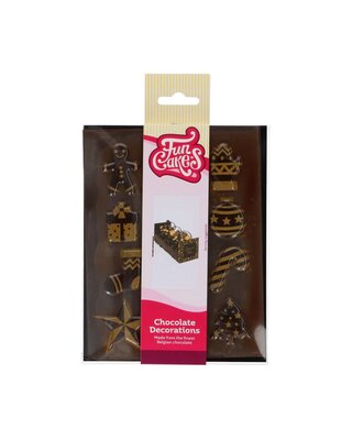 Funcakes FunCakes Chocolade Decoraties Goud - Kerstmis Set/12