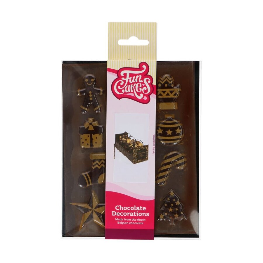 FunCakes Chocolade Decoraties Goud - Kerstmis Set/12-1