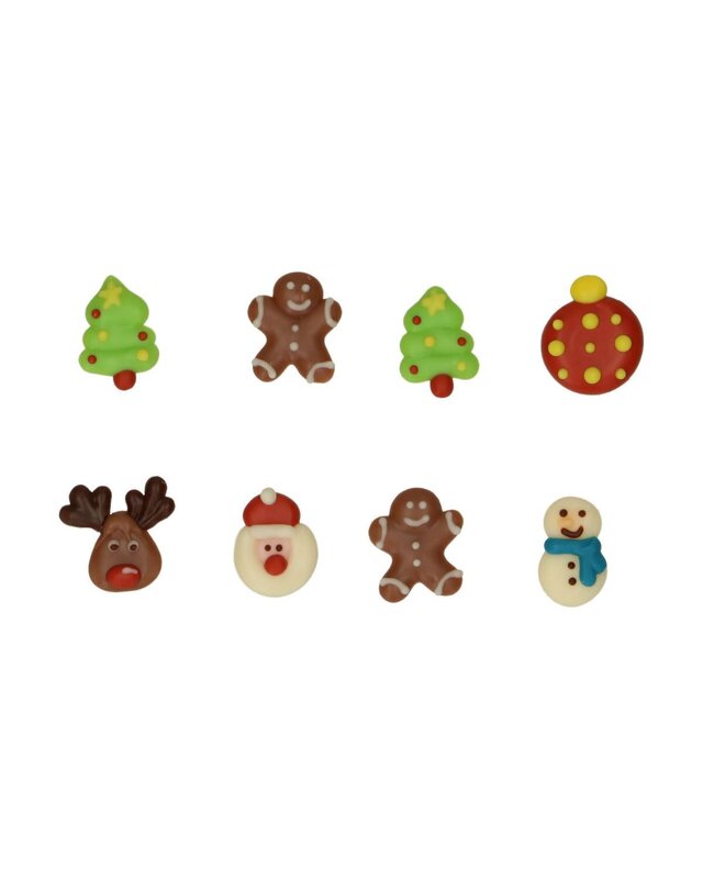 Funcakes FunCakes Chocoladedecoraties Kleurrijke Kerstmis Set/8