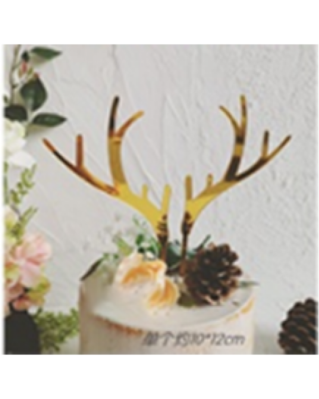 Cake topper gewei goud
