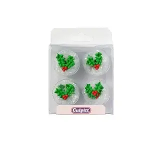 Culpitt Culpitt Suikerdecoratie Hulstblad met Bes 12st.