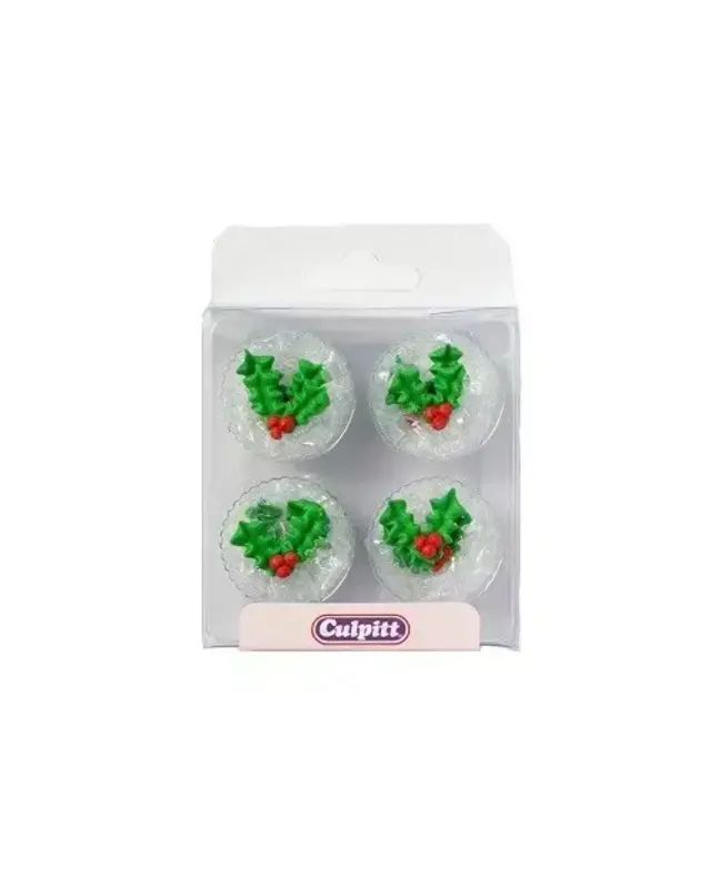 Culpitt Culpitt Suikerdecoratie Hulstblad met Bes 12st.