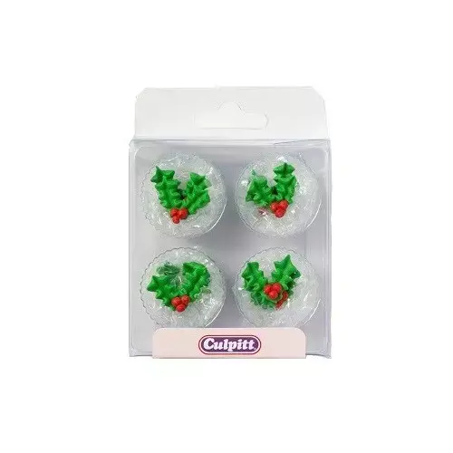 Culpitt Culpitt Suikerdecoratie Hulstblad met Bes 12st.