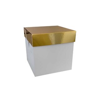 decora taartdoos kraft gouden deksel 20x20x20cm