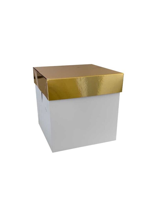 decora taartdoos kraft gouden deksel 20x20x20cm