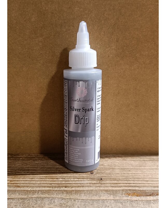 Taartdecoratief Drip it zilver 120gr