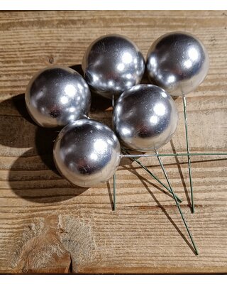 Zilveren deco Bollen XL 5 stuks