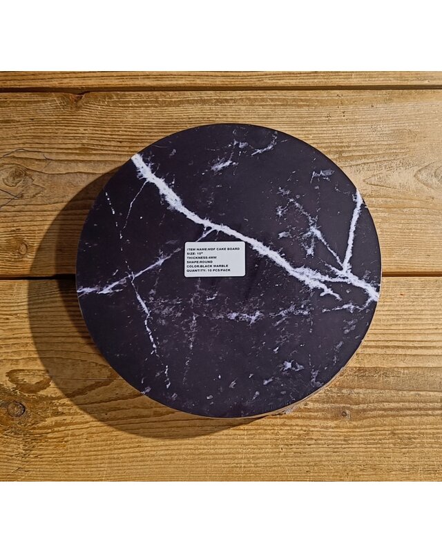 Cakeboard extra stevig marble zwart 25cm pak 10 stuks