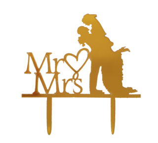 tastyme Mr & Mrs getilde bruid topper acryl goud