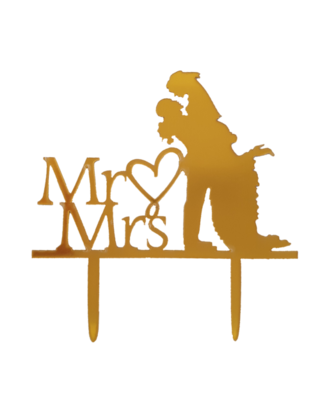 tastyme Mr & Mrs getilde bruid topper acryl goud