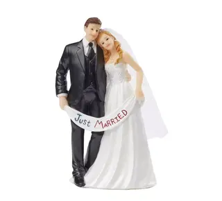 Taarttopper Bruidspaar Just Married Polystone 13,5cm