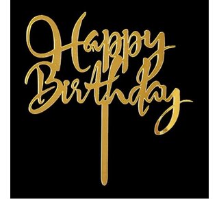 Happy birthday goud 14cm