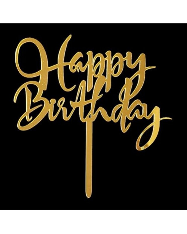 Happy birthday goud 14cm